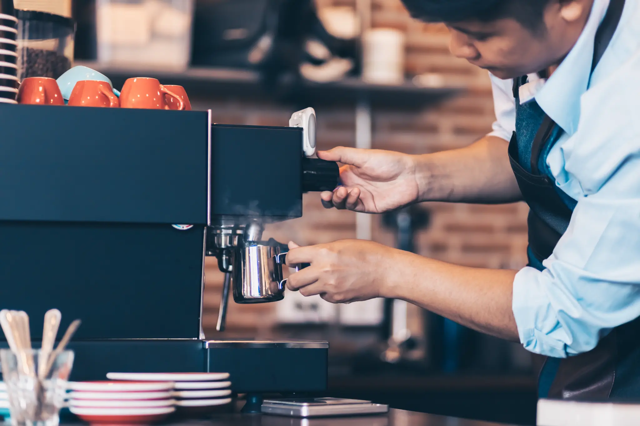 Event barista hire - Professional barista preparing quality coffee