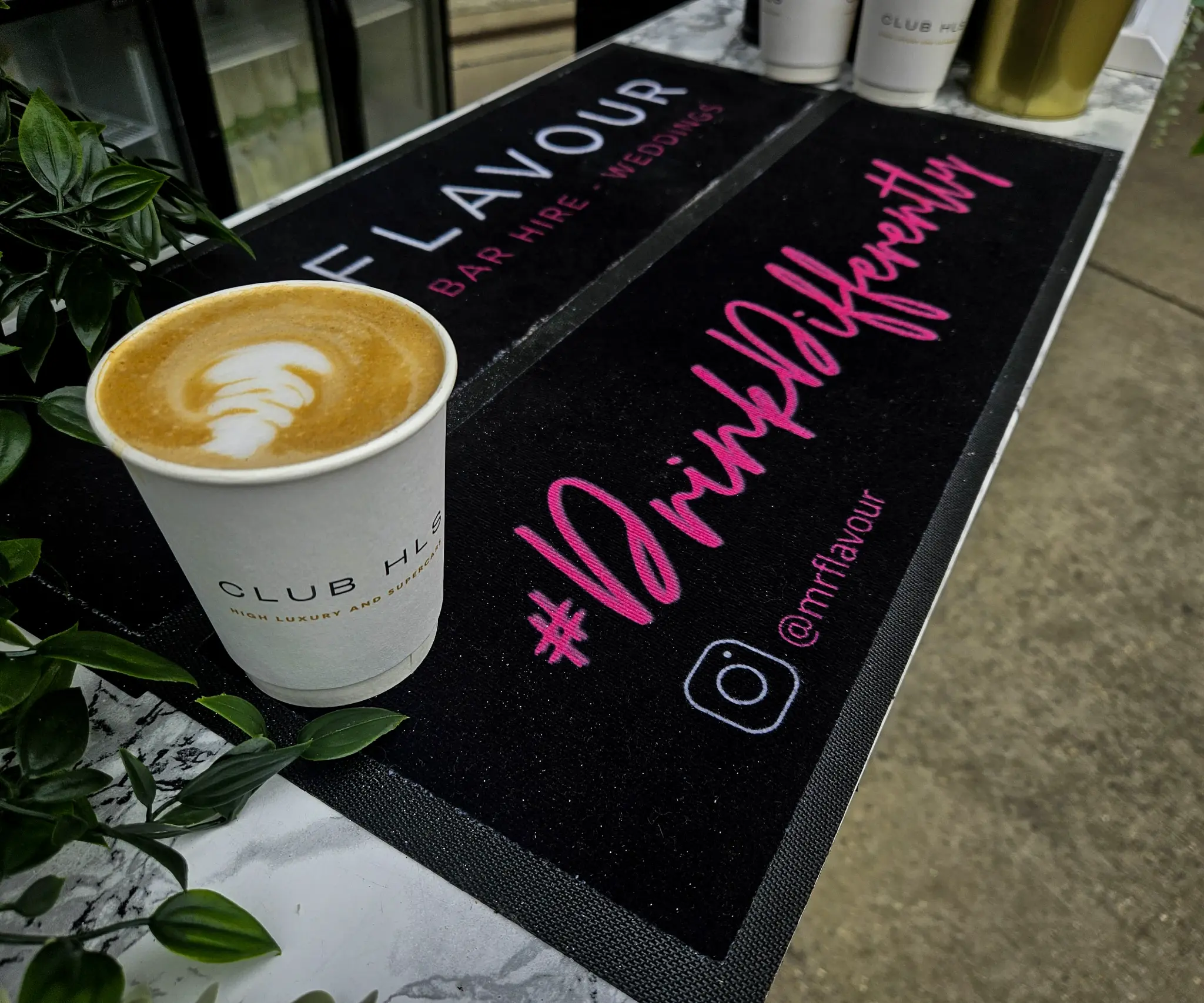 Branded coffee bar mat with custom branding