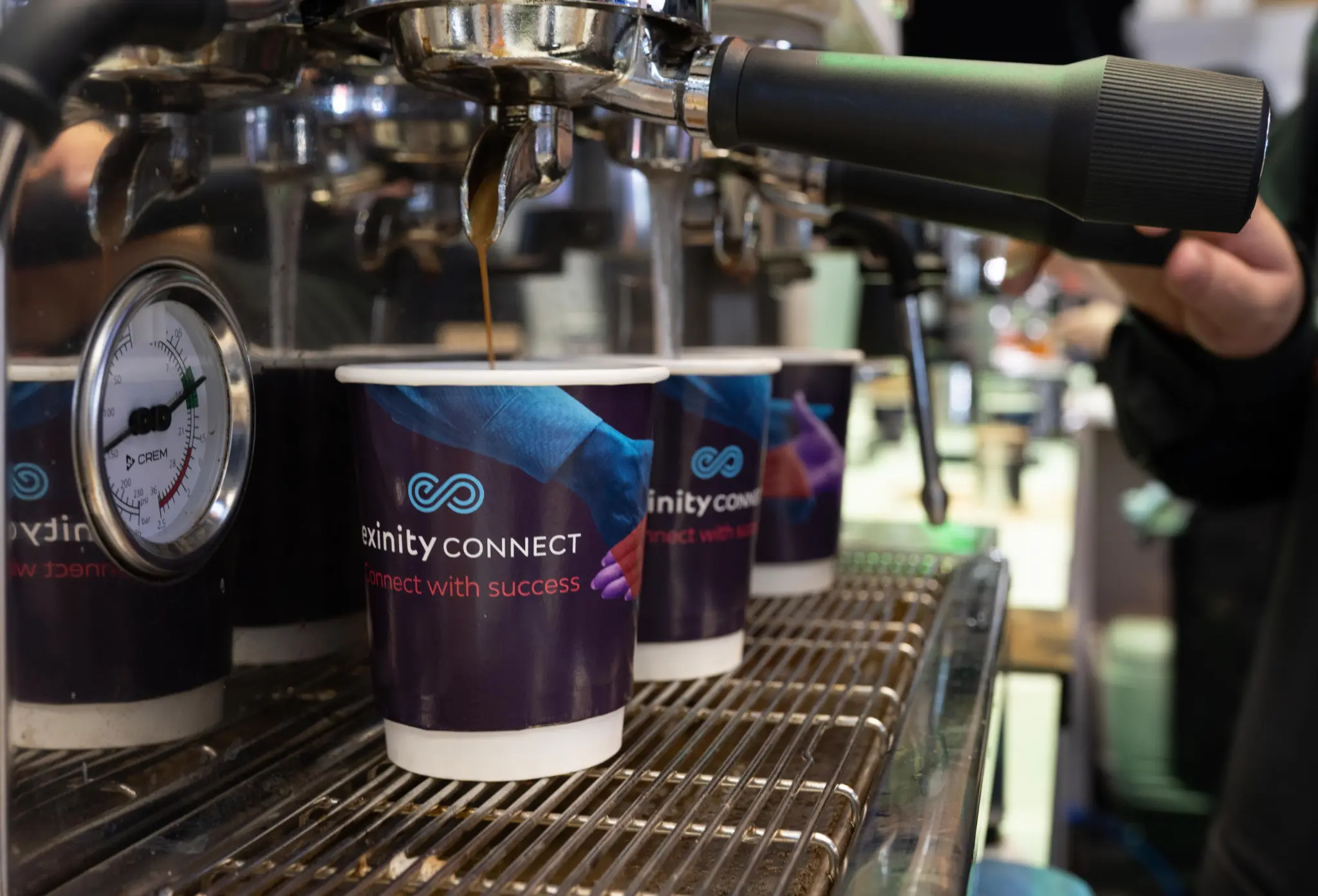 Exhibition barista hire - Professional coffee stand at trade show