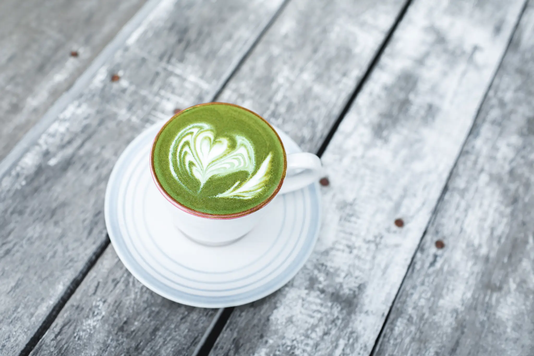 Matcha bar hire for outdoor events - Fresh matcha latte on rustic table